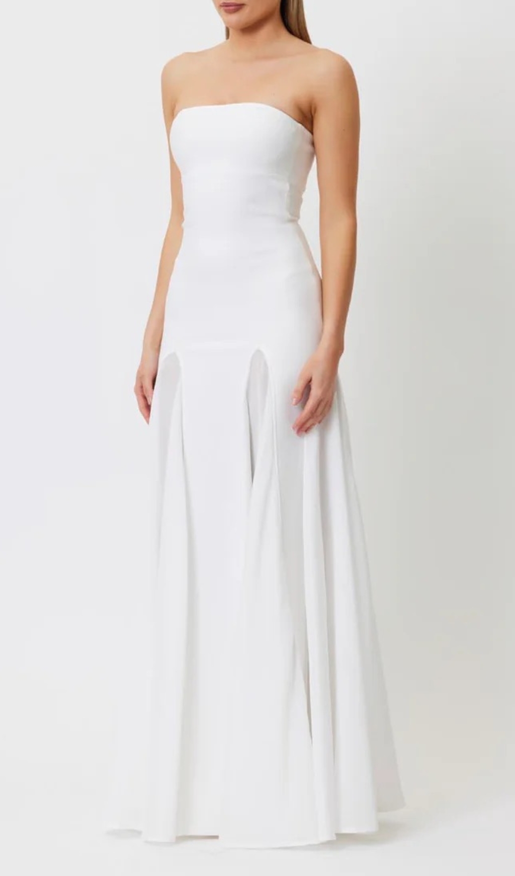 cb792de0a69a2f767398b2b8ba820116.jpg Fashionslee Women Strapless Mesh Insert A Line Maxi Dress White