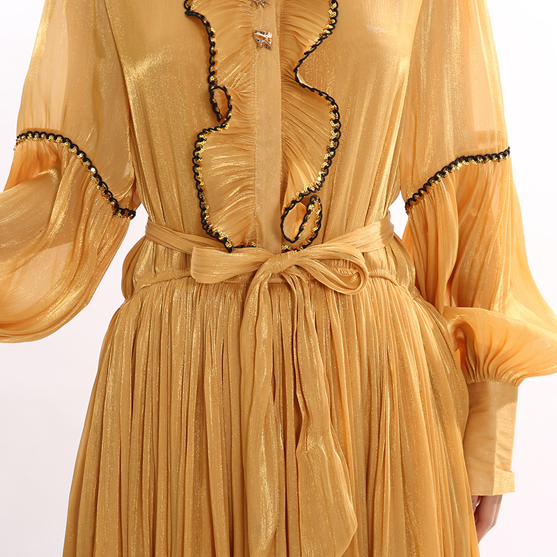 Fashionslee Women Jeseray Yellow Long Sleeve Maxi Dress