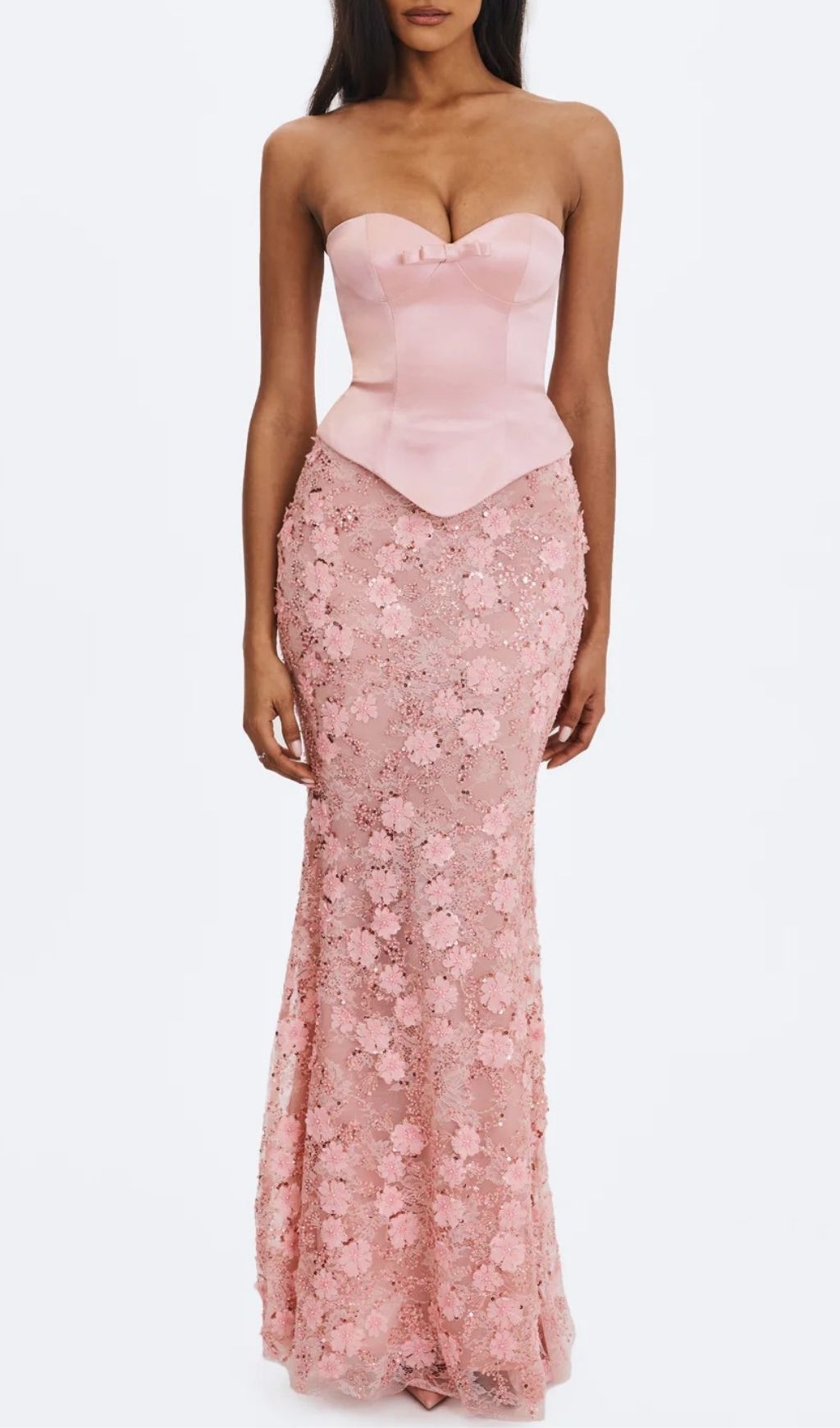 Fashionslee Women Kerith Pink Strapless Flower Maxi Dress