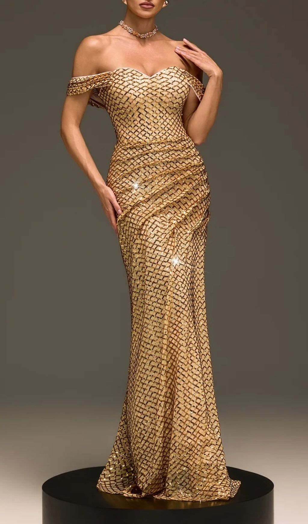 cbb024c71c45f8a6842ee43ad3414909.jpg Fashionslee Women Glein Off Shoulder Sequin Split Maxi Dress