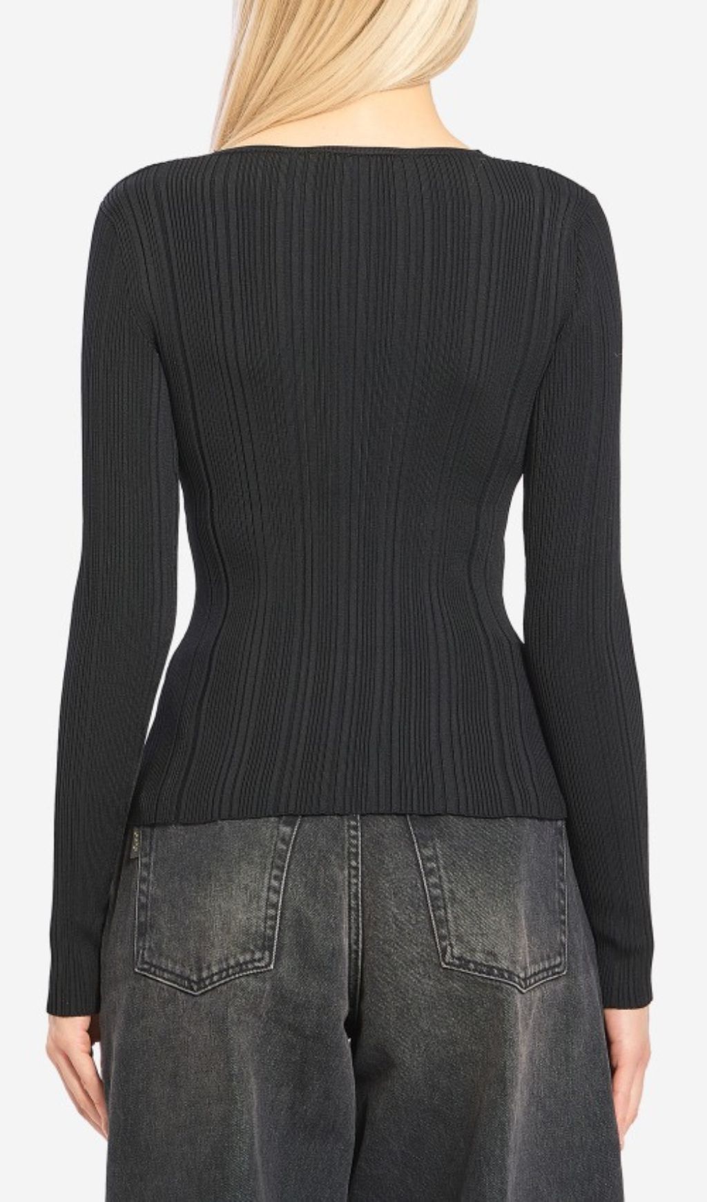 Fashionslee Women Hulda Black V-Neck Lace Knit Top