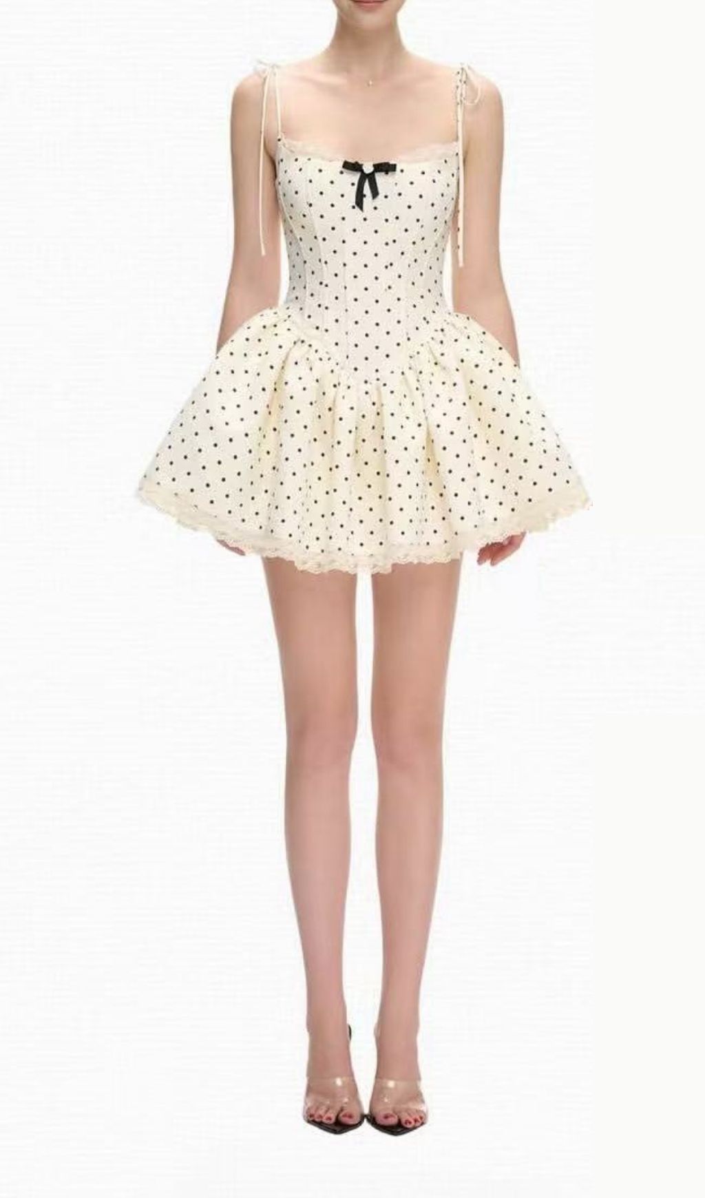 Fashionslee Women Katrien Strappy Dot Corset Mini Dress