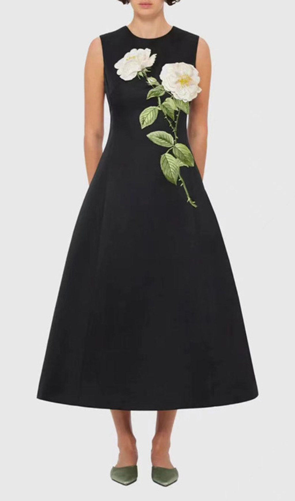 Fashionslee Women Gigi Flower Embroidery Midi Dress