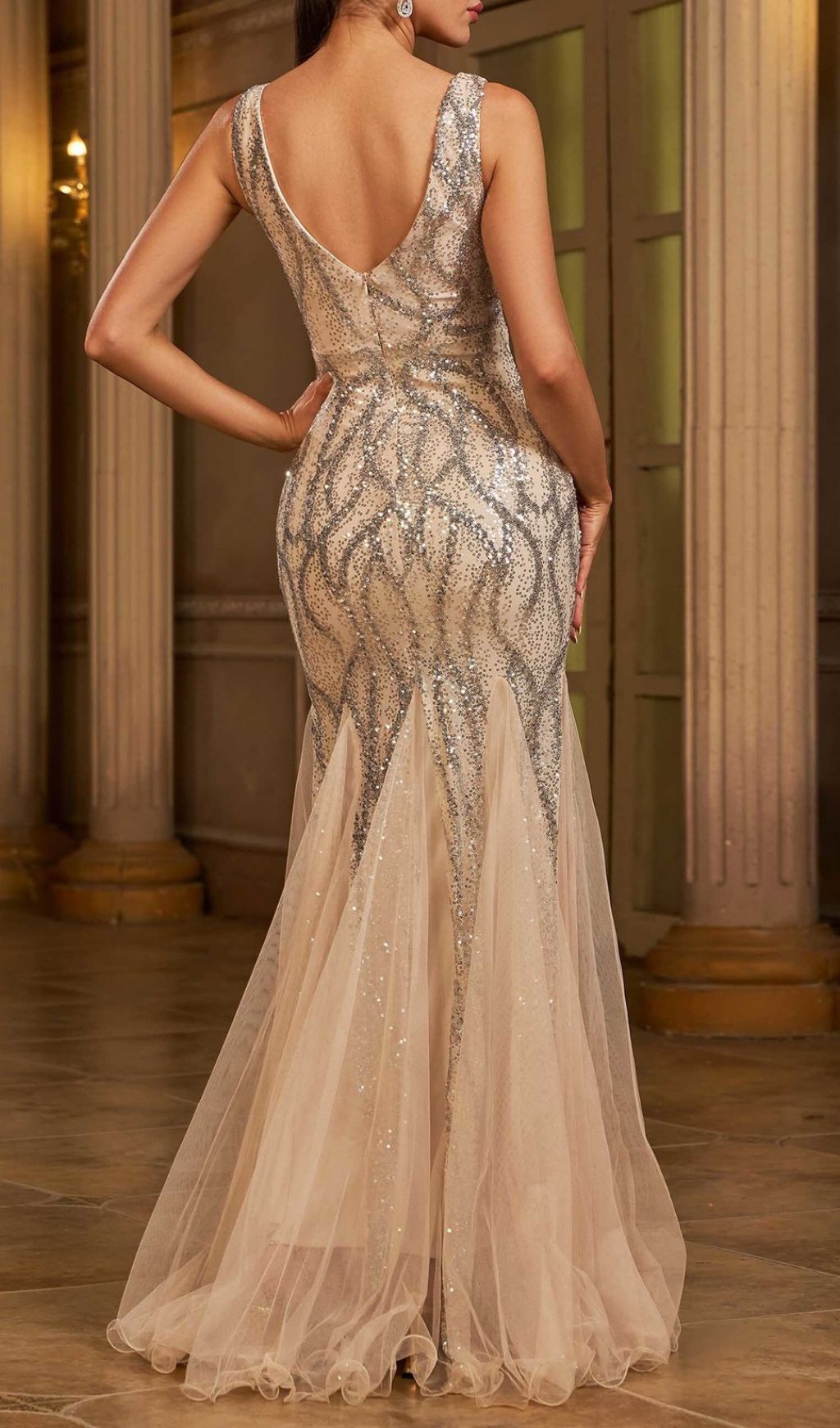 cc4f7edfe6792ee4f07807c93786165f.jpg Fashionslee Women Jarrett V Neck Sequin Maxi Dress