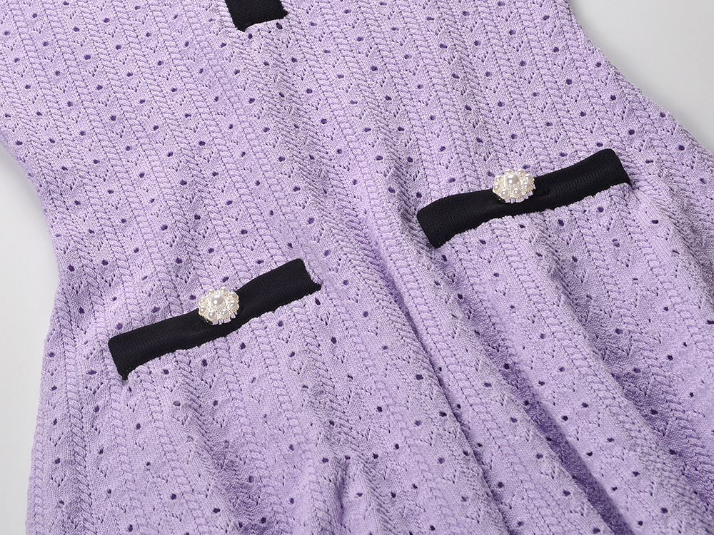 cc5772a9846844a86a5731ded4cd8101.jpg Fashionslee Women Lilac Pointelle Knit Mini Dress