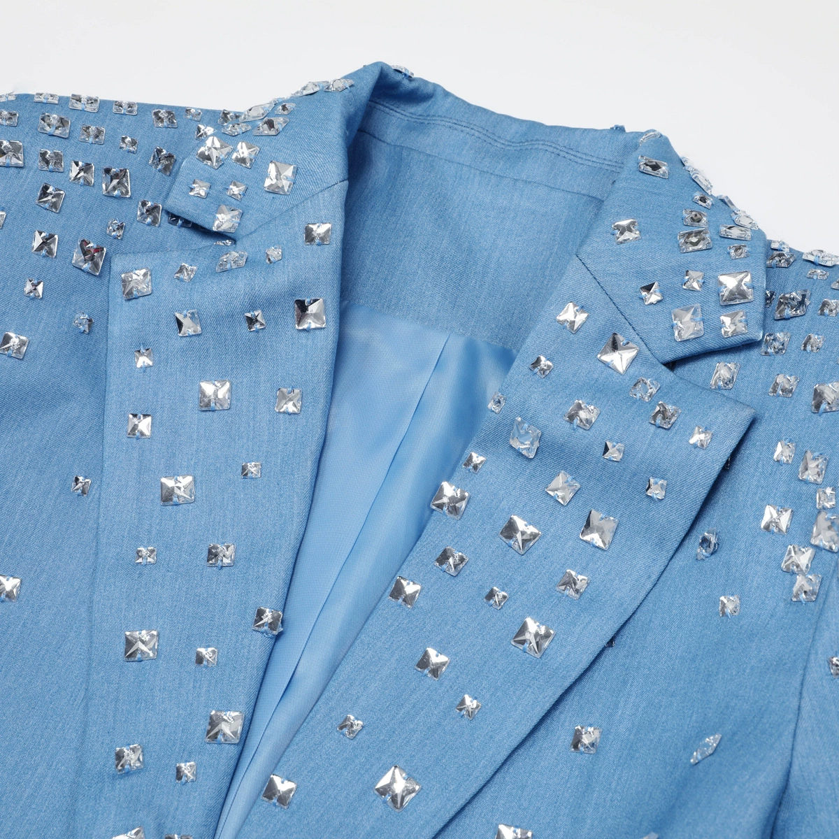 Fashionslee Women Kingsley Blue Diamante Blazer