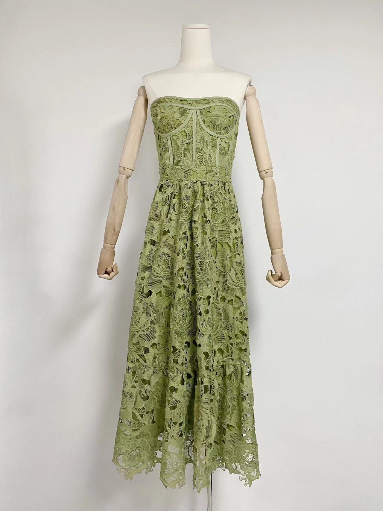 cc698067a0c206372b5ecb7afd322eae.jpeg Fashionslee Women Aris Green Lace Bustier Maxi Dress