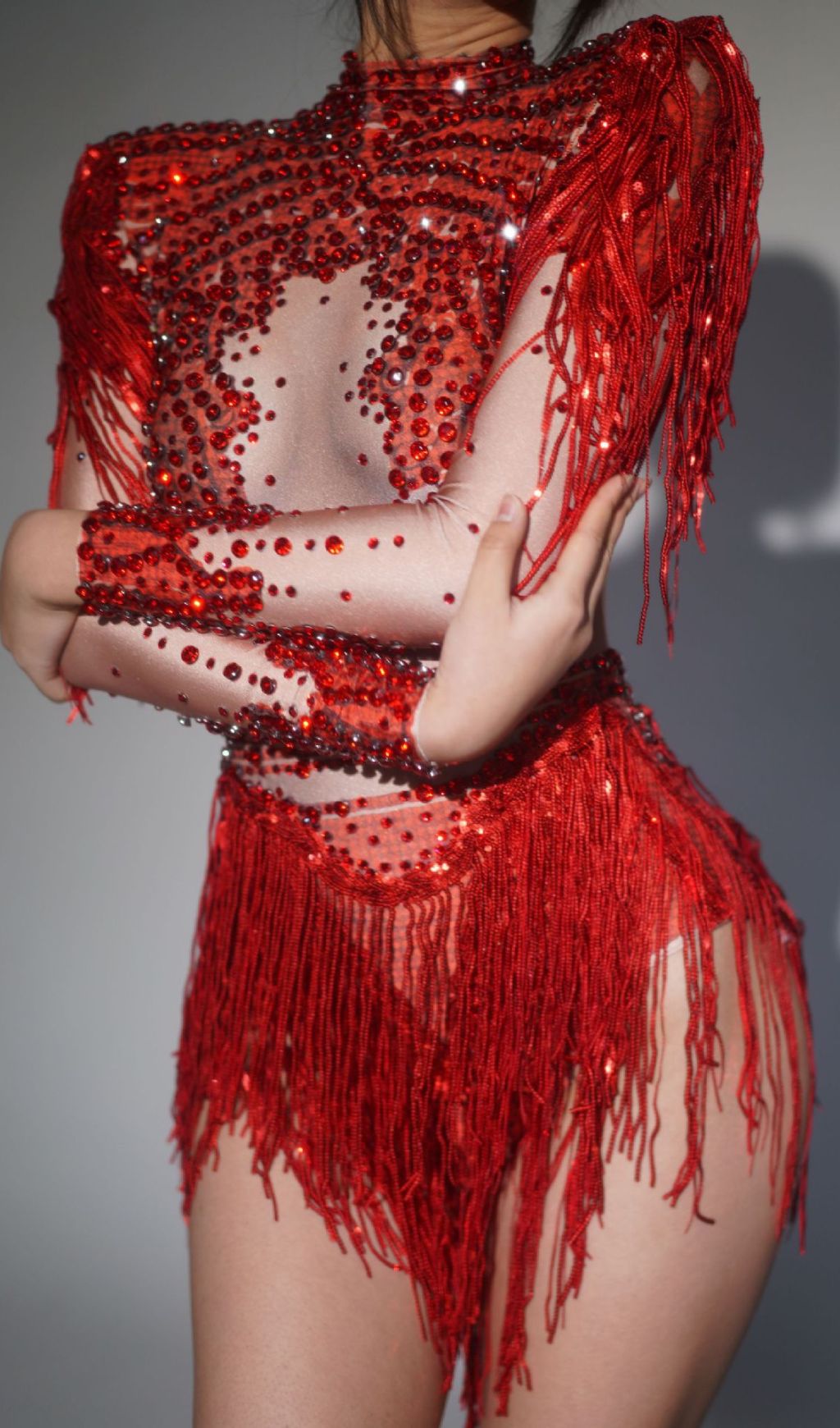 cc6a13081940e935436cfbbc7c7d2f23.jpg Fashionslee Women Fusako Diamante Tassel Bodysuit