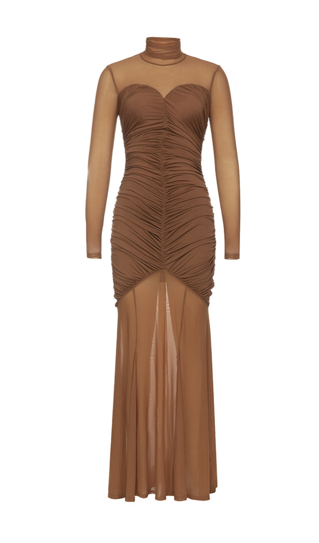 TRENDING RUCHED BODYCON MAXI DRESS - OWNCI