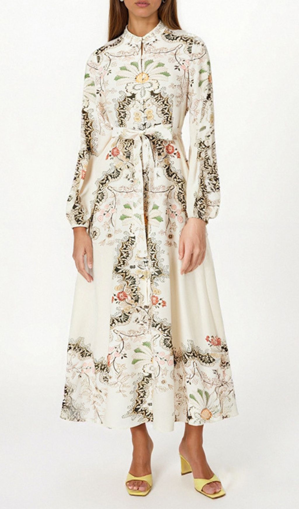 Fashionslee Women Fawzia Flower Printed Long Sleeve Maxi Dress