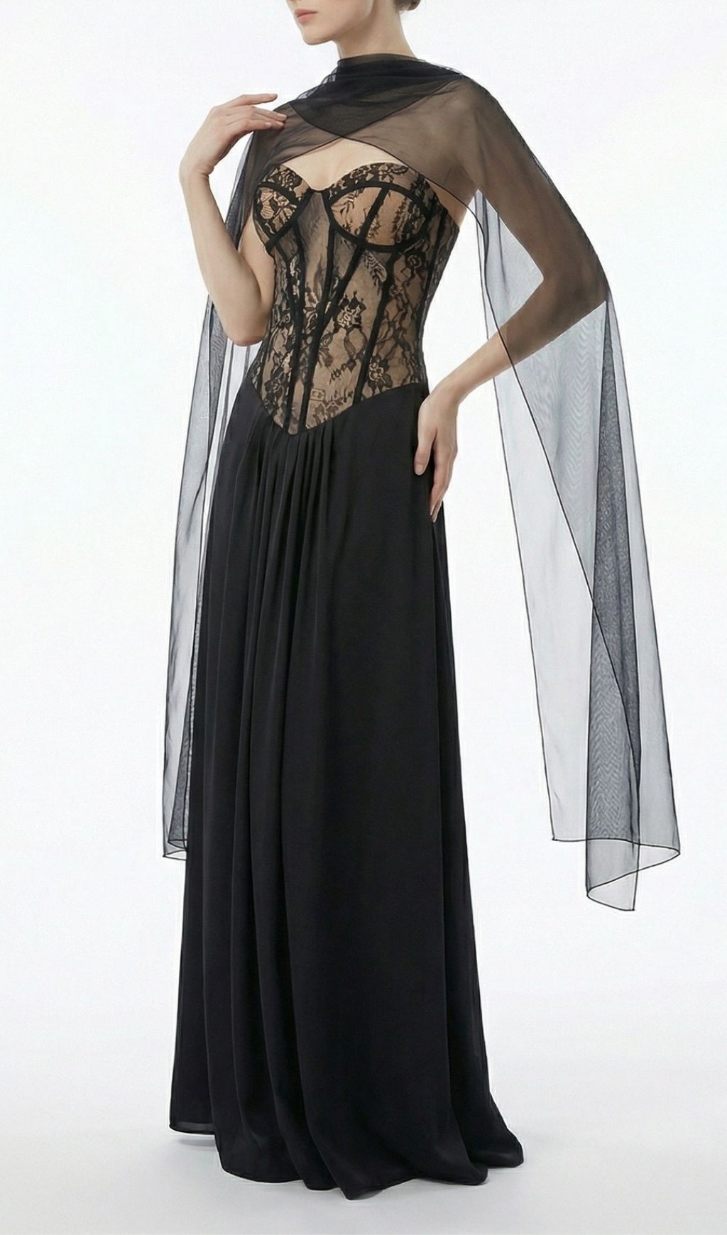 ccf1d9cb53532f82f8cae9a3623ce7c9.jpg Fashionslee Women Kalei Black Lace Corset Mesh Maxi Dress