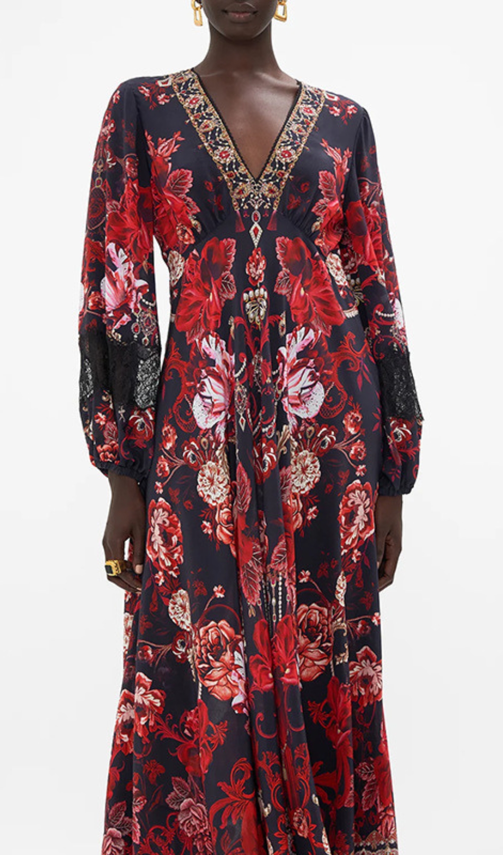 ccf9896f49d853baf1b3cf0de3f6c29a.jpg Fashionslee Women Davood V-Neck Floral Printed Midi Dress