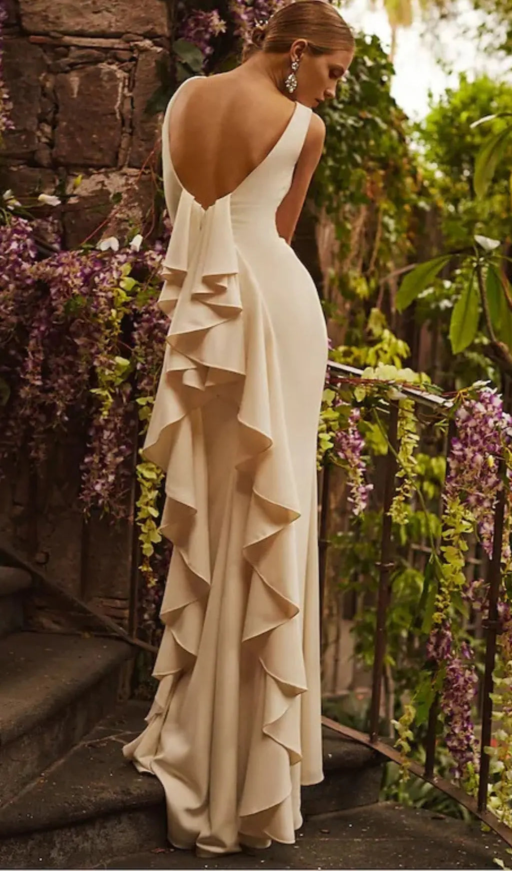 Fashionslee Women Laminated Ruffle Sleeveless Dress In White