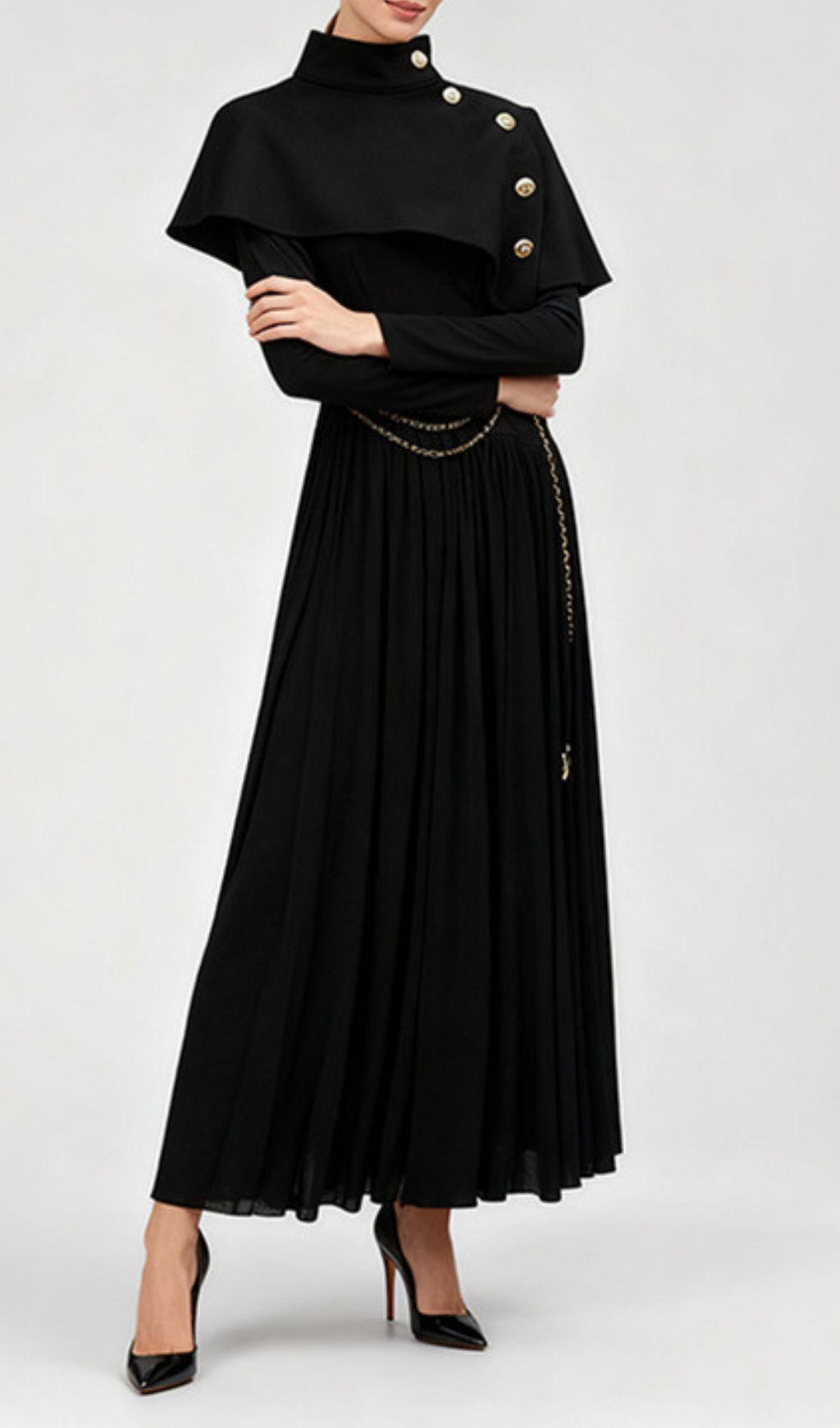 Fashionslee Women Jairo Black Long Sleeve Midi Dress