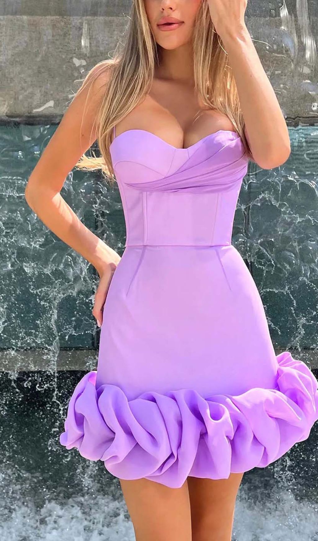 cd48adb4ad333b80bc70e3047403f855.jpeg Fashionslee Women Ruffled Corset Mini Dress In Purple