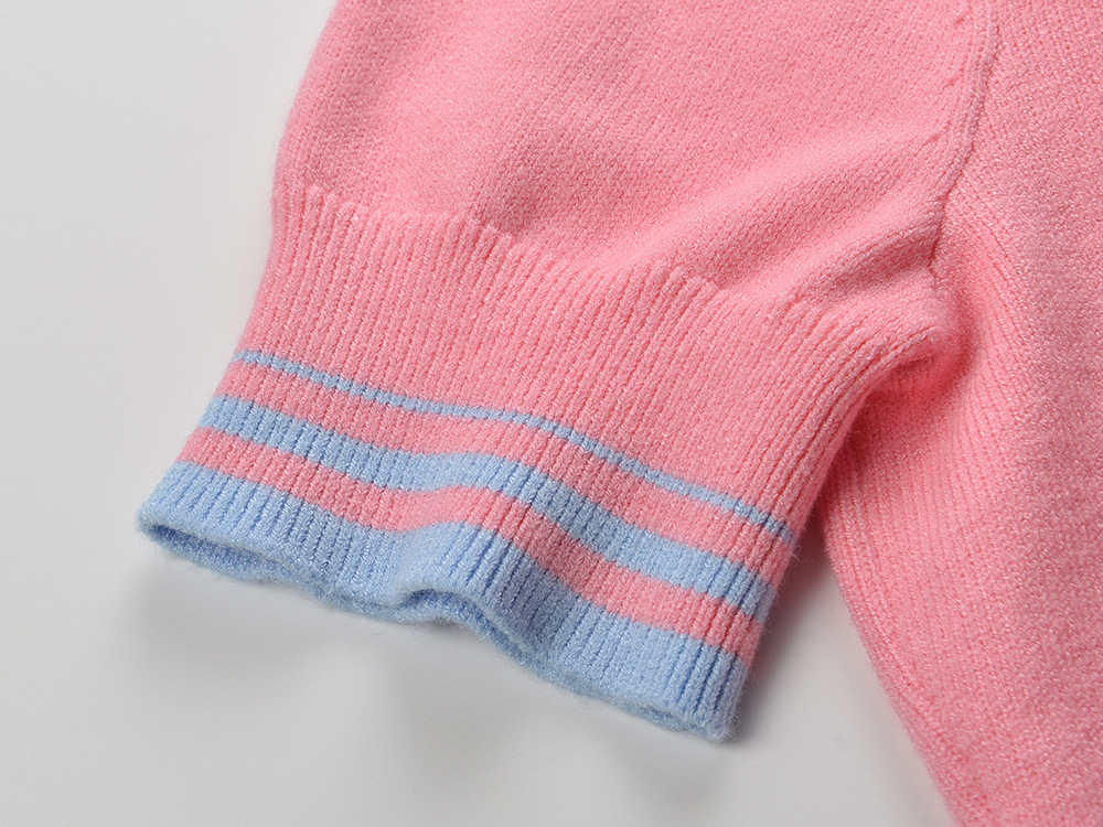 cd6cf24bb47e37e30acbcb43f5f7b119.jpg Fashionslee Women Pink Contrast Stripe Knit Top