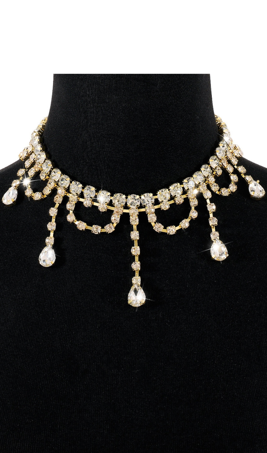 Fashionslee Women Gold Rhinestone Tassel Claw Chain
