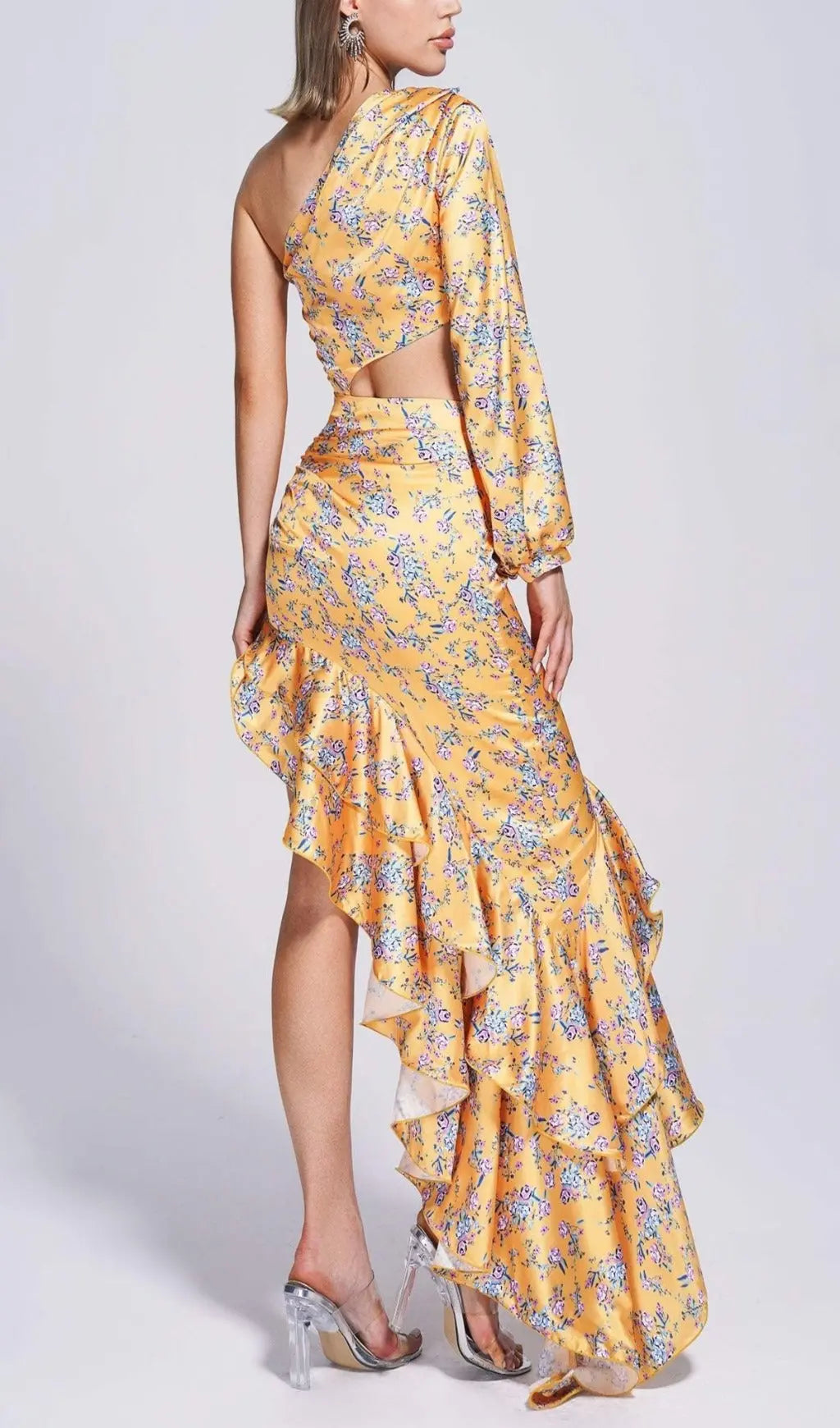 Fashionslee Women Cassidy One Shoulder Floral Maxi Dress