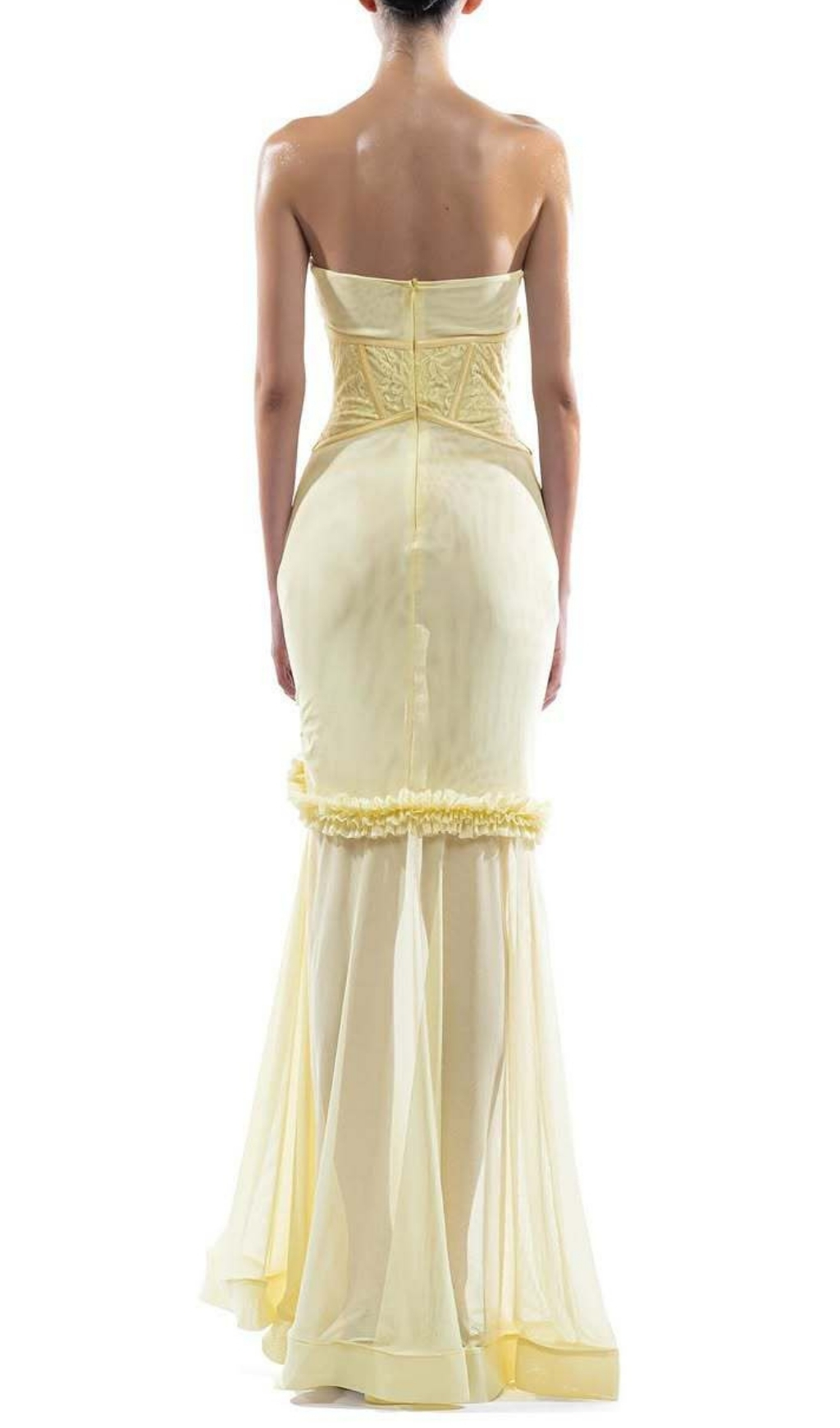 Fashionslee Women Evren Yellow Strapless Corset Maxi Dress