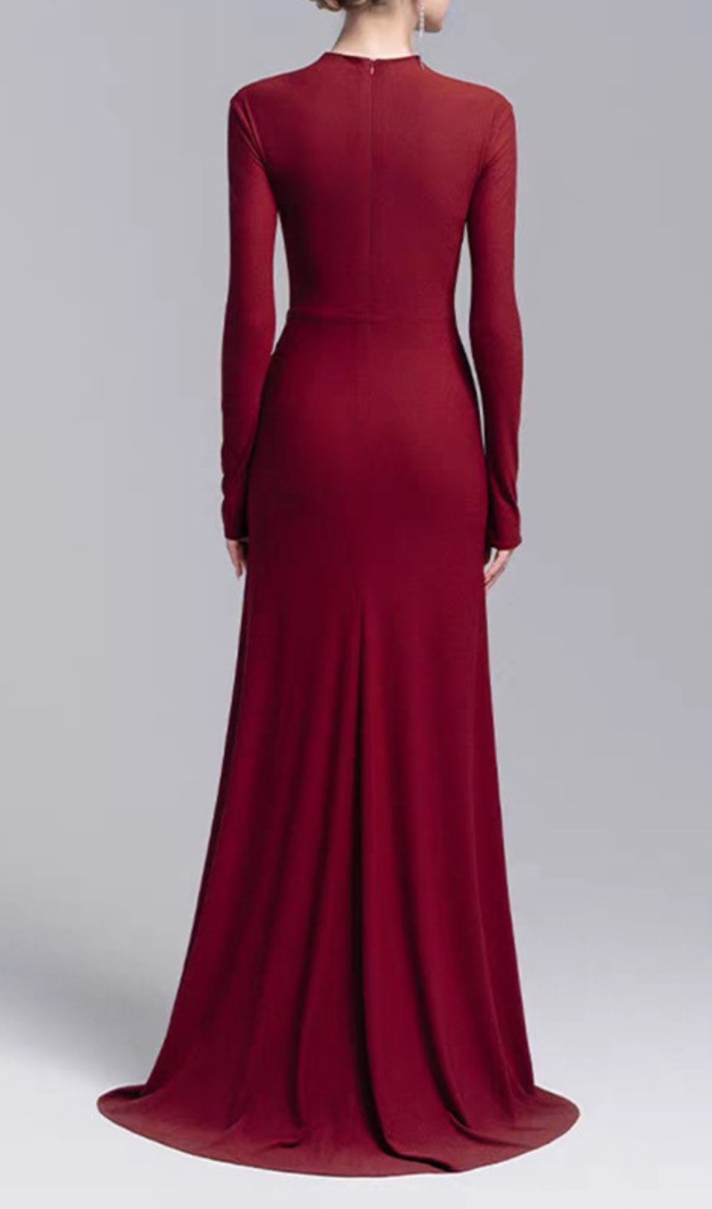 Fashionslee Women Ikuko Flower Ruched Long Sleeve Maxi Dress