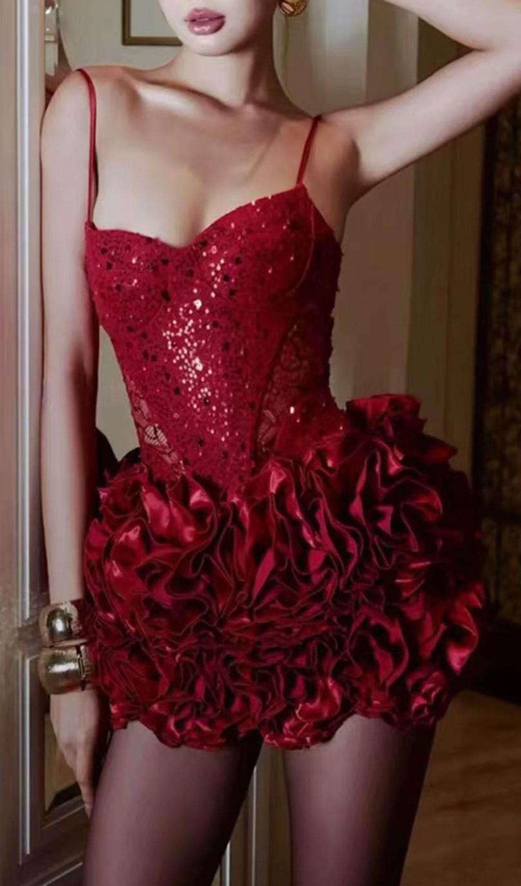 cdf8aa27e1d725b4db26a4d527ede65f.jpg Fashionslee Women Janet Red Strappy Sequin Mini Dress
