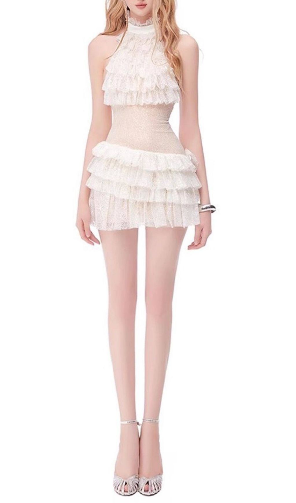 Fashionslee Women Kamali Halter Layered Mini Dress