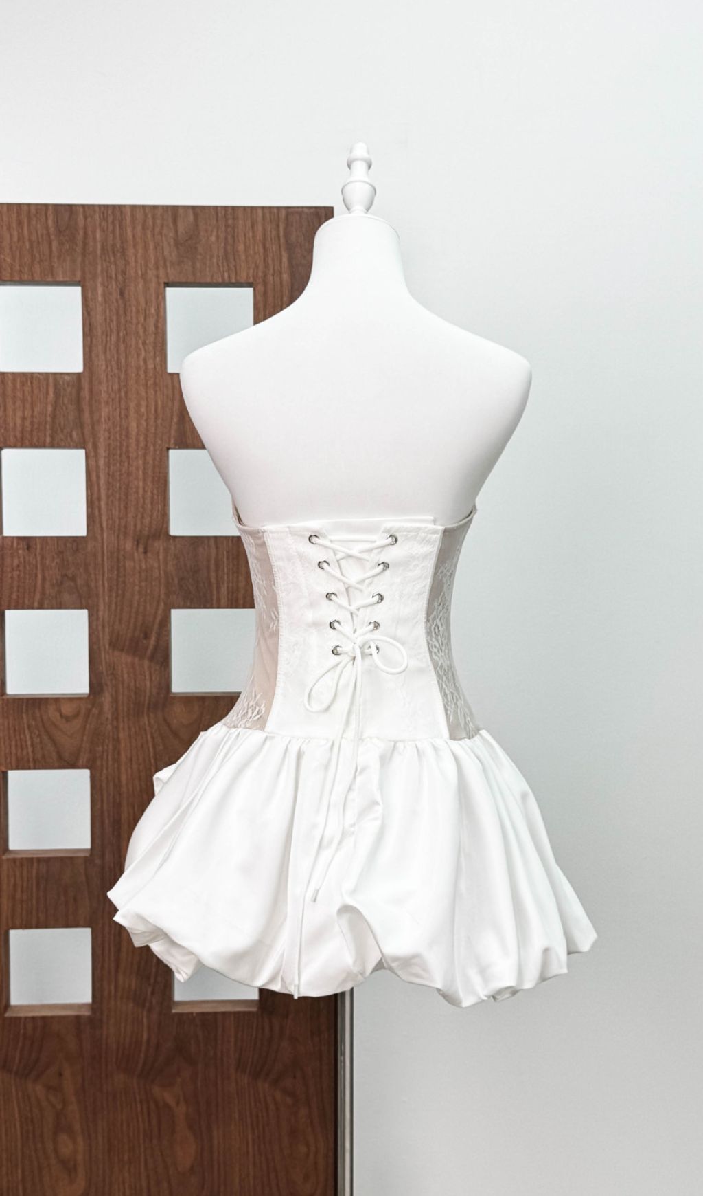 Fashionslee Women Irene White Strapless Corset Flower Mini Dress