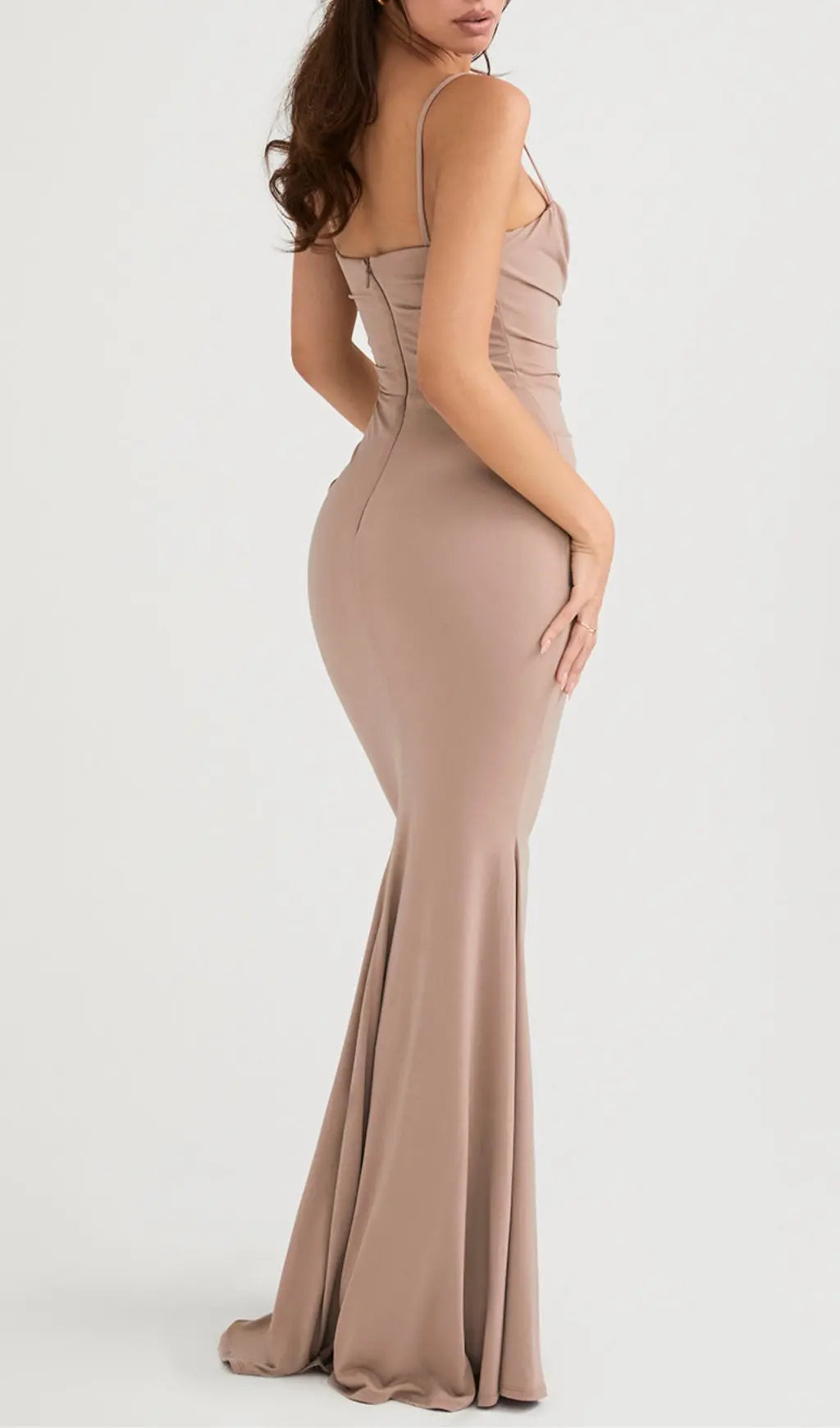 TRENDING ALMOND JERSEY CORSET MAXI DRESS - OWNCI TRENDING ALMOND JERSEY CORSET MAXI DRESS - OWNCI