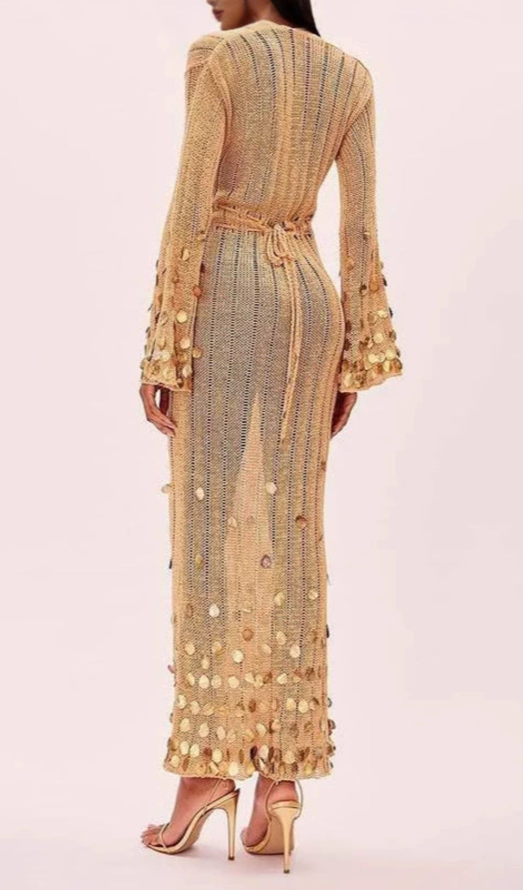Fashionslee Women Honza Long Sleeve Sequin Knit Maxi Dress