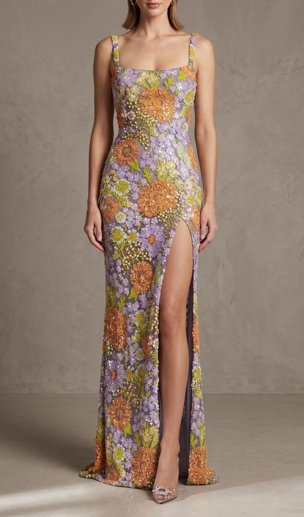 Fashionslee Women Kiko Strappy Floral Sequin Maxi Dress