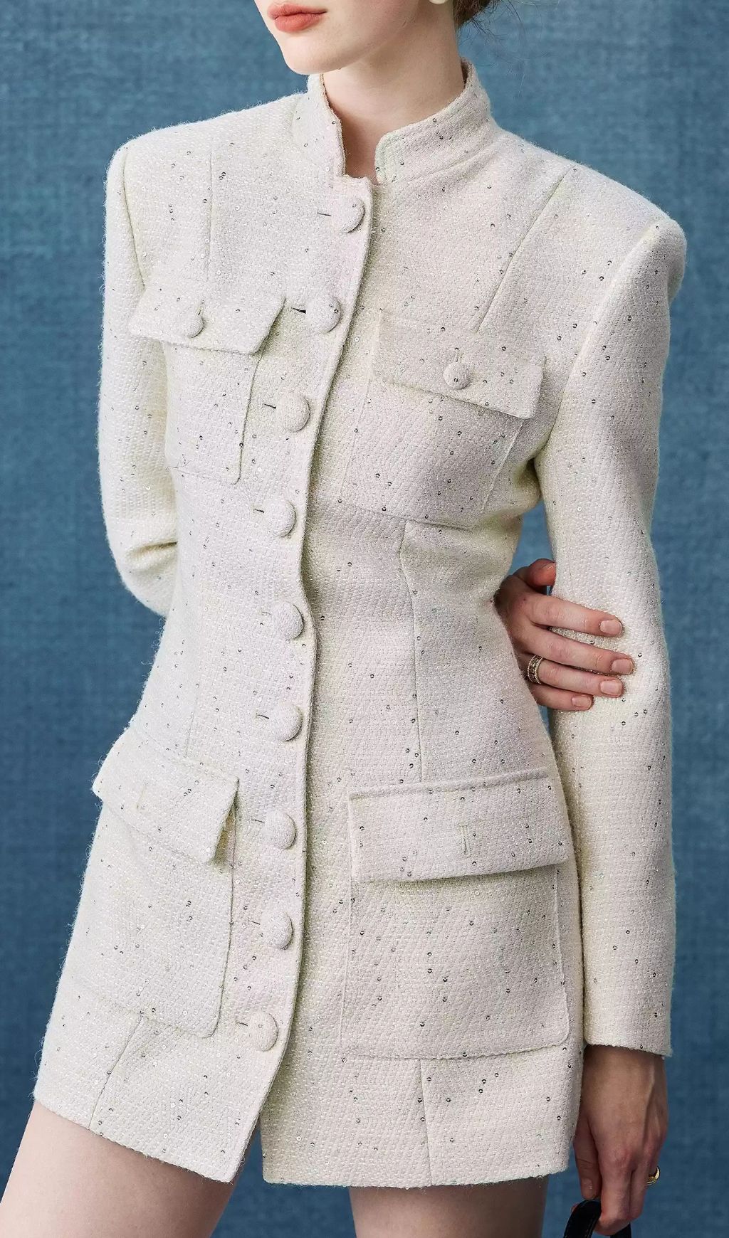 WHITE LONG SLEEVE AESTHETIC MINI DRESS - OWNCI
