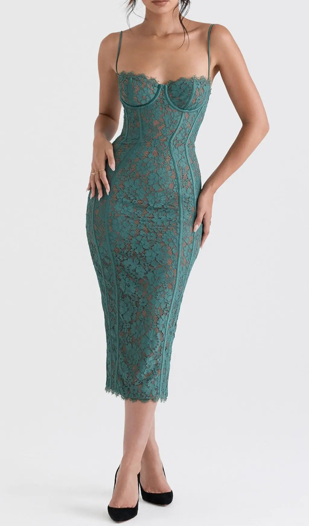 Fashionslee Women Forest Lace Midi Dress