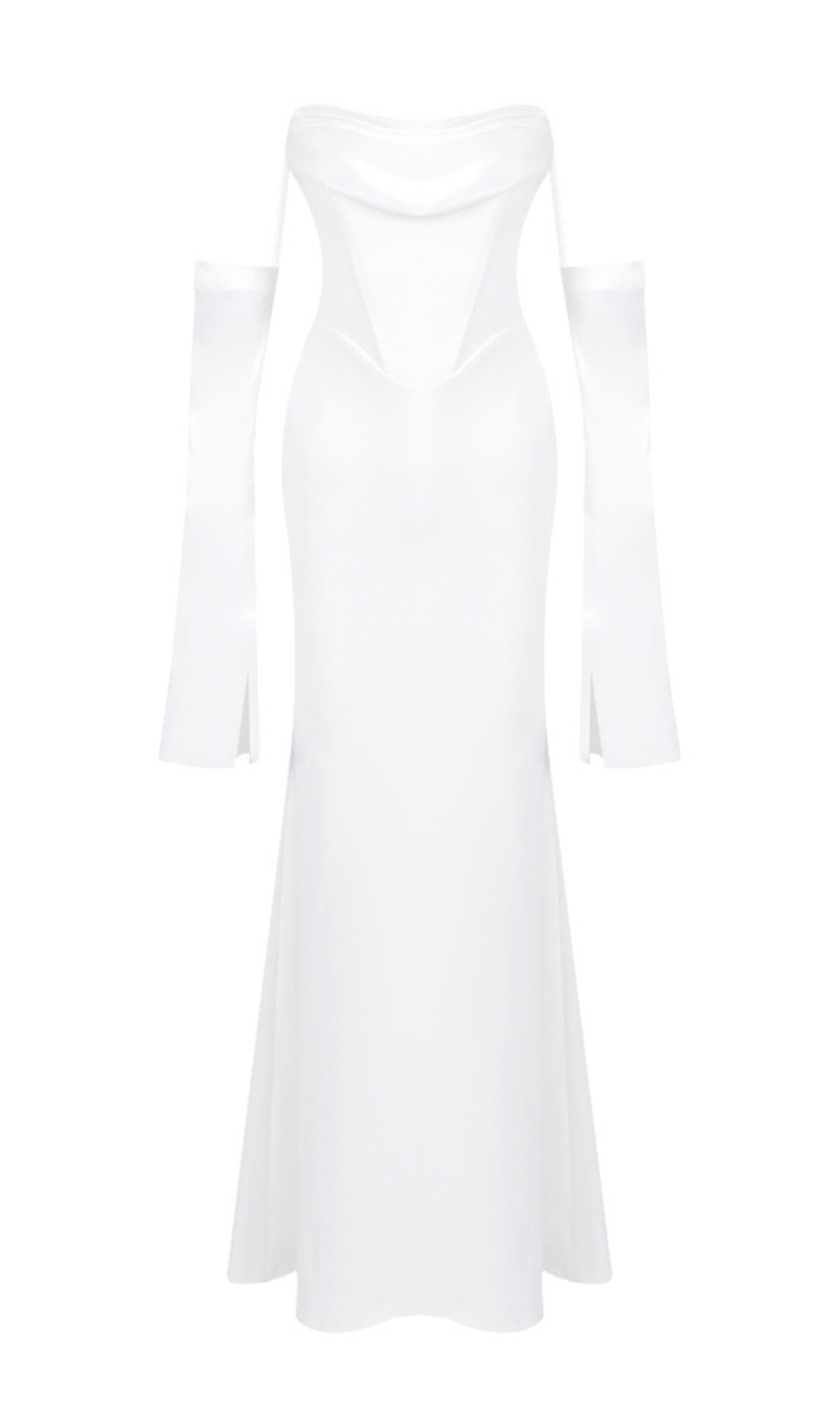 Fashionslee Women Deliz White Off-Shoulder Long Sleeve Wedding Dress