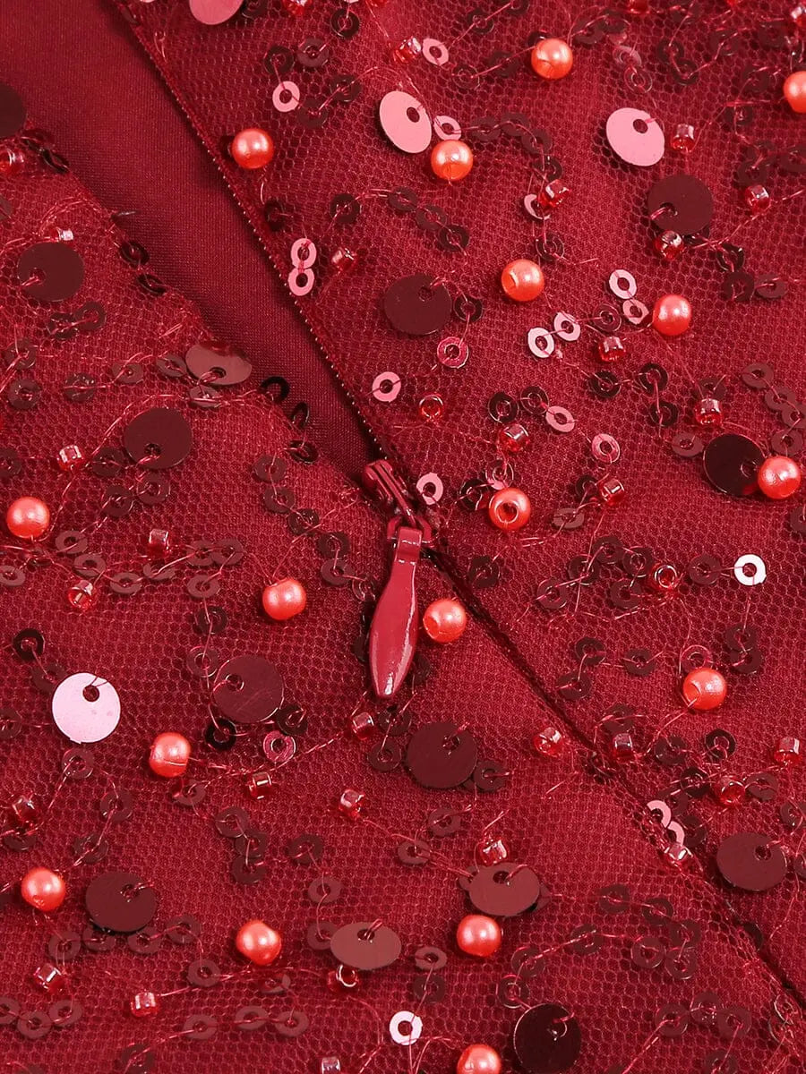 ceb0c54657eab71aed3d0c0b8b7b8742.jpeg Fashionslee Women Red Feather Sequin Dress