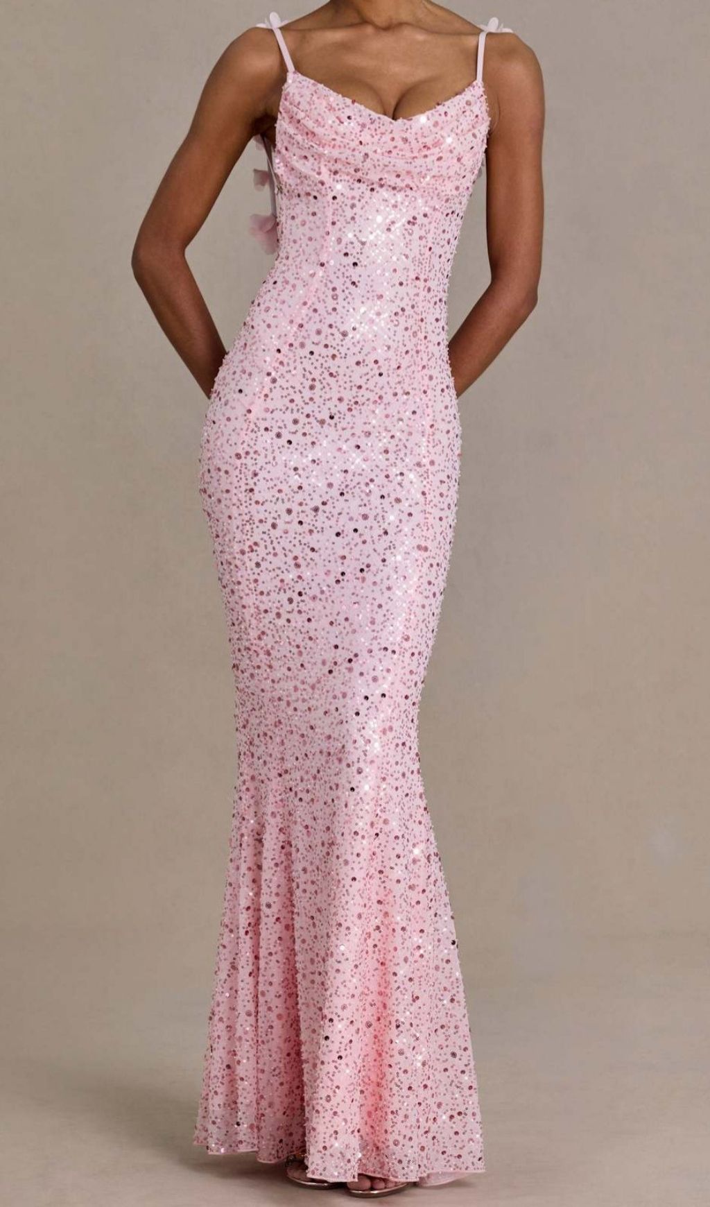 Fashionslee Women Khaza Pink Strappy Sequin Backless Maxi Dress
