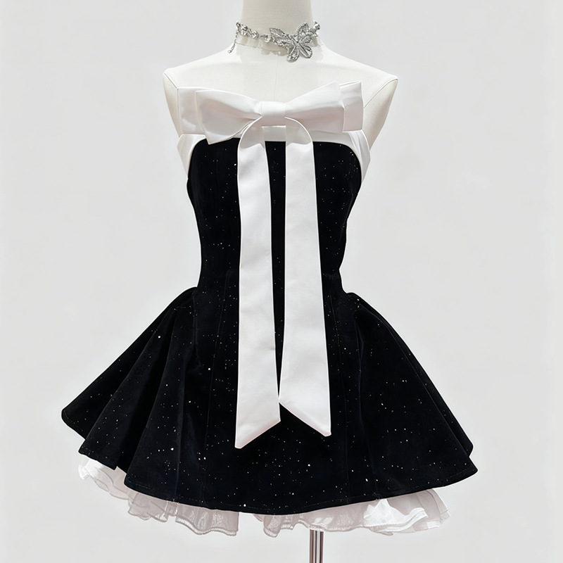 cecca43077c45179da648e533f33a591.jpg Fashionslee Women Iola Strapless Bowknot Mini Dress