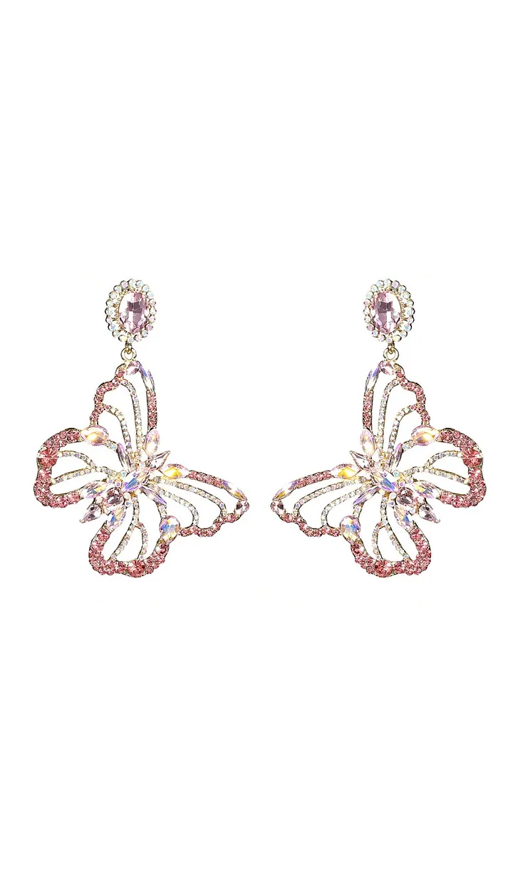 VIRAL RHINESTONE BUTTERFLY EARRINGS - AESTHETIC