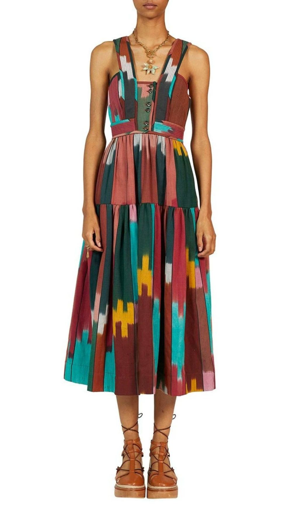 Fashionslee Women Geneva Strappy Printed Midi Dress