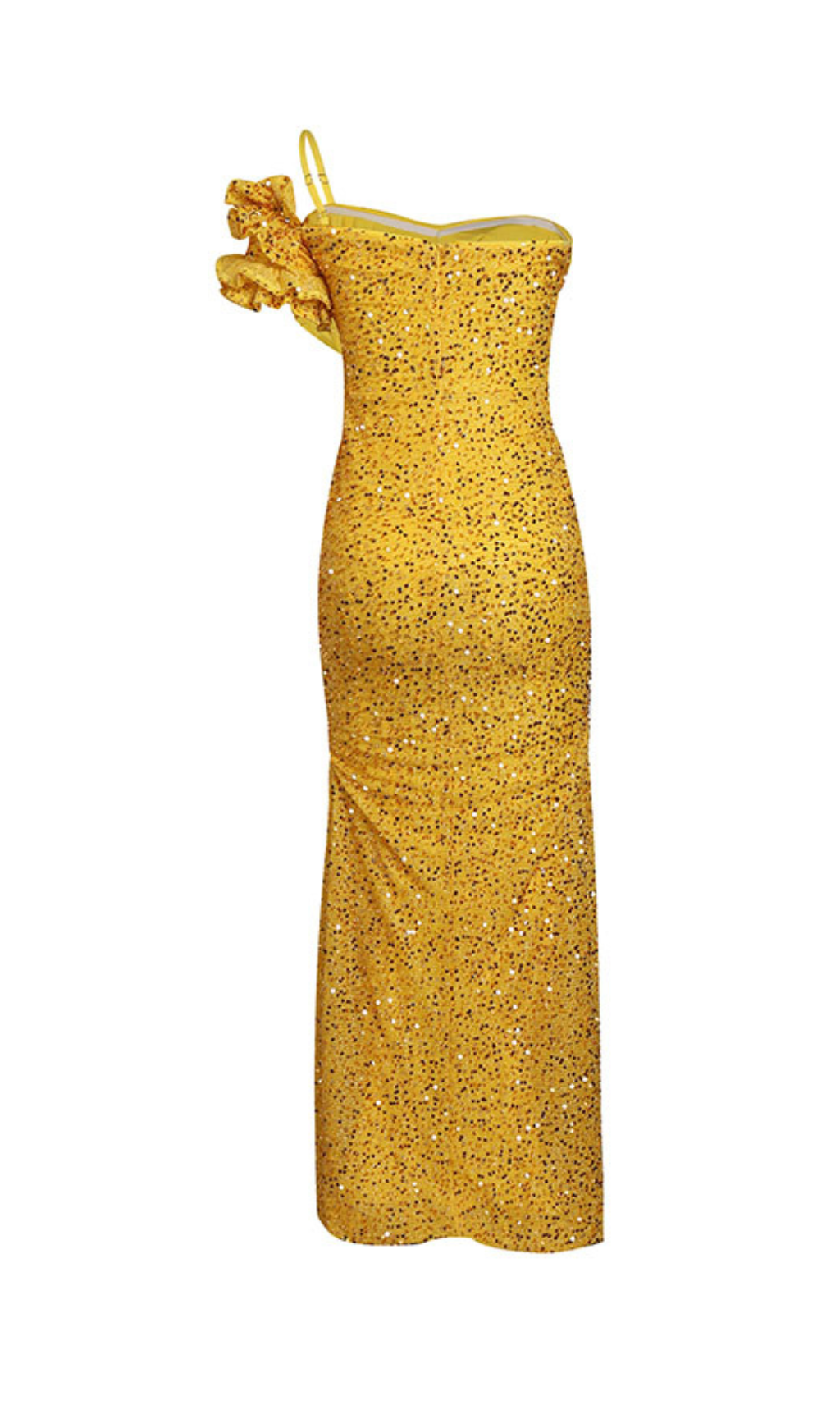 cee4d08117edffafe7c3e6102682665a.png Fashionslee Women Ayn Yellow Sequined Slit Maxi Dress