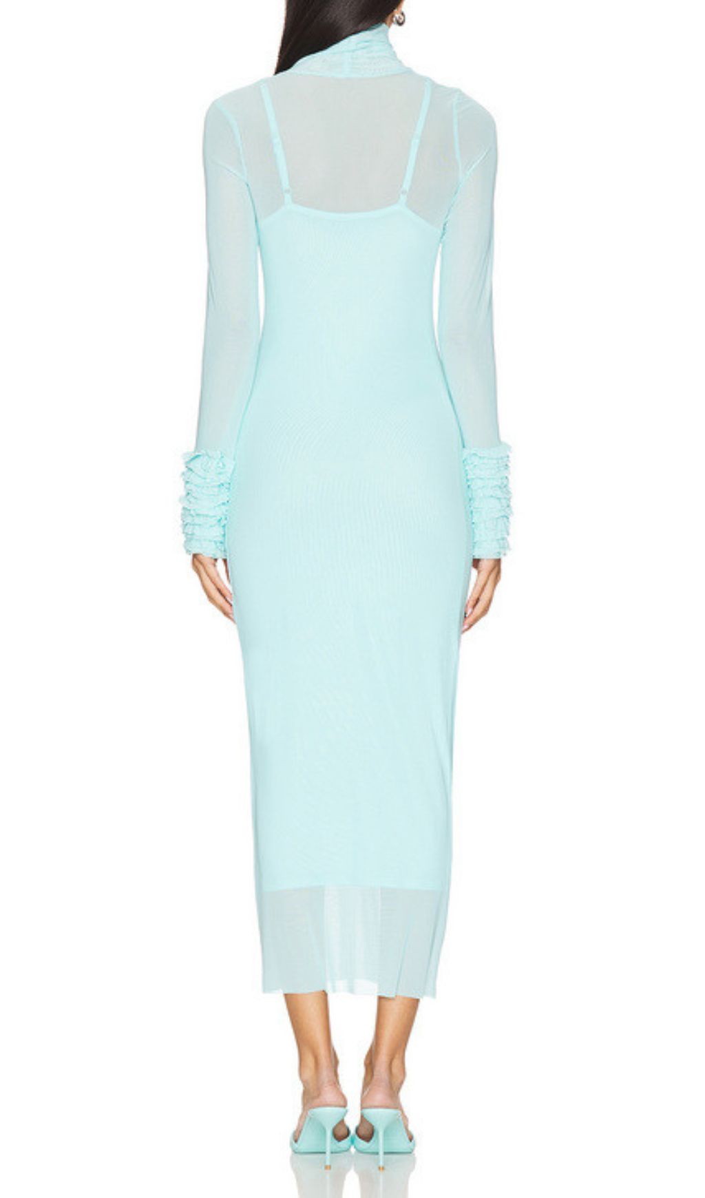 Fashionslee Women Fabunni Long Sleeve Mesh Midi Dress