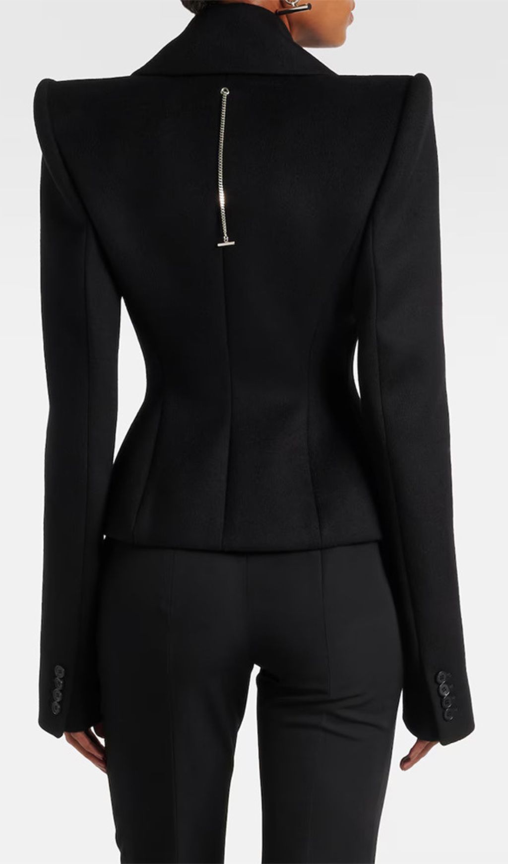 Fashionslee Women Halima Black Double-Breasted Jacket