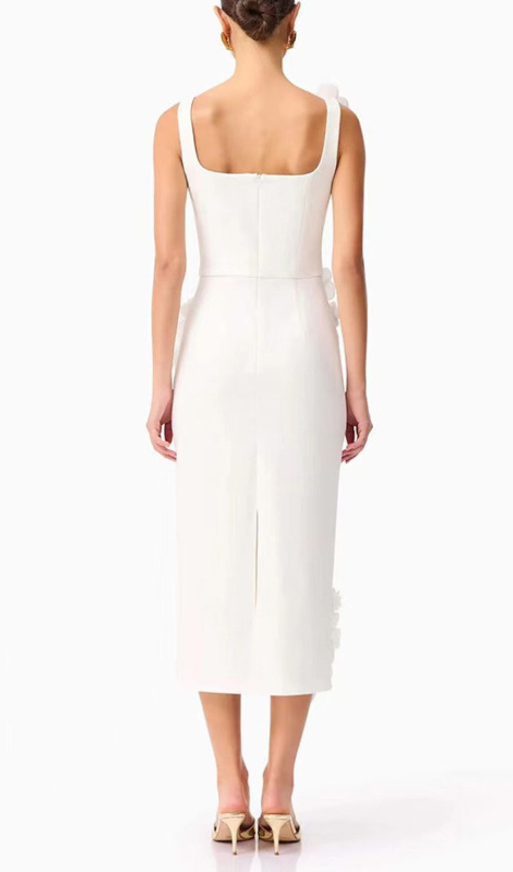 Fashionslee Women Harper White Flower Embellished Midi Dress