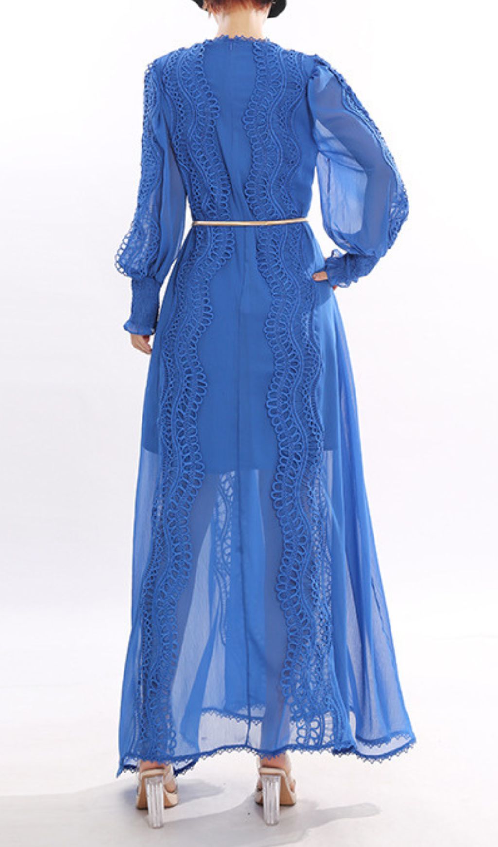 Fashionslee Women Jeslyn Blue Long Sleeve Maxi Dress