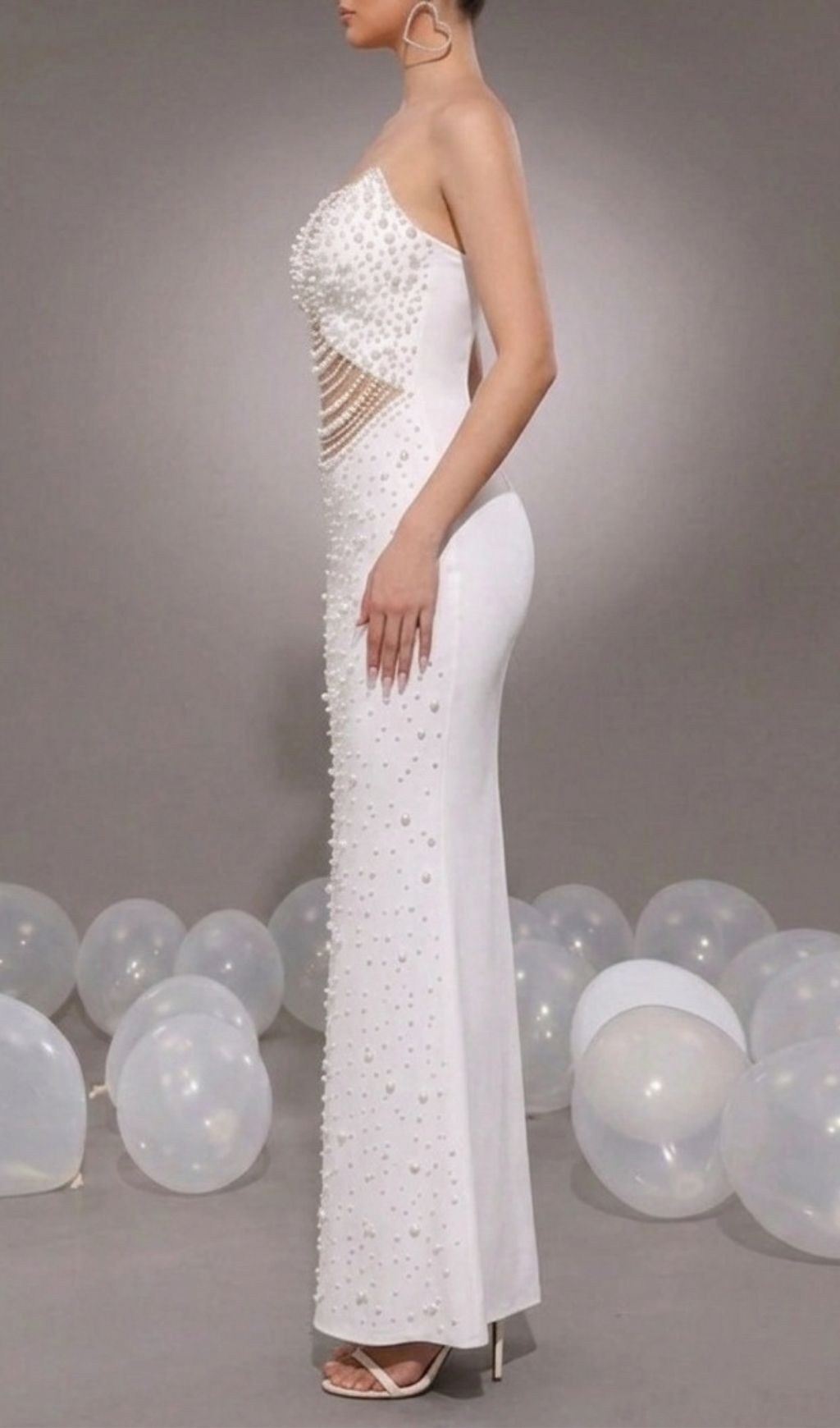 cf41af9060cbf90ec5649e305d98cd1b.jpg Fashionslee Women Kenda White Strapless Beaded Maxi Bandage Dress