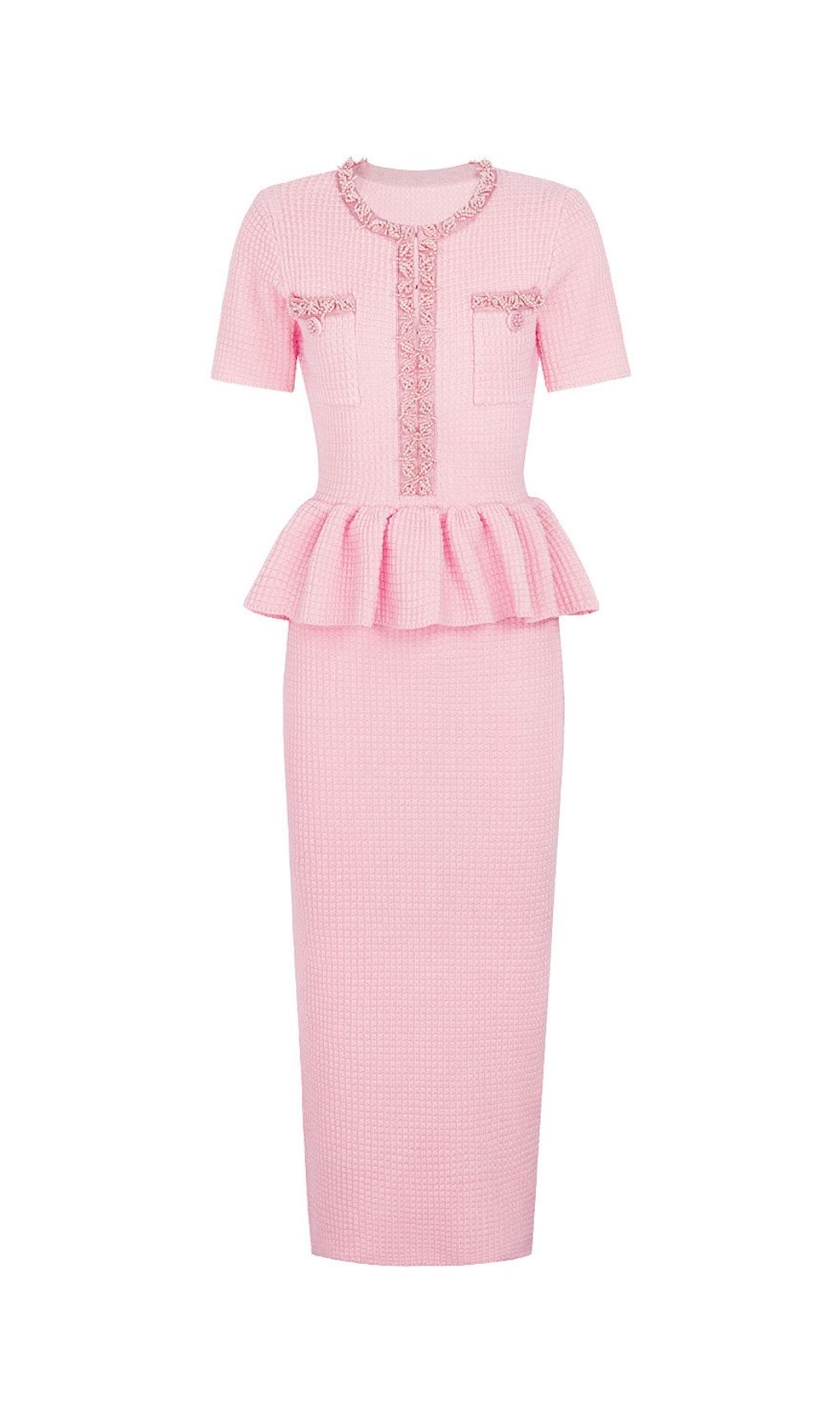 cf64f2a14b2e0501c326d48464a9c4f3.jpg Fashionslee Women Kinuye Pink Beaded Knit Midi Dress