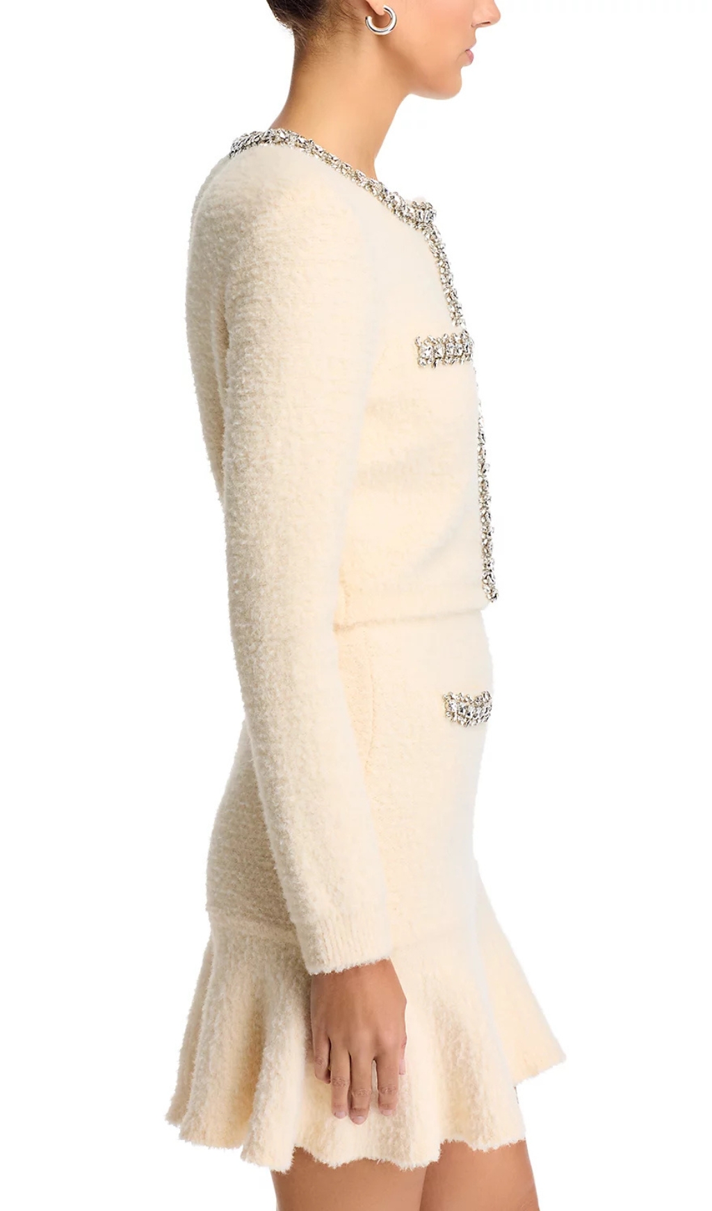 cf76d491e839add82cae6b1245ebfd9f.jpg Fashionslee Women Cream Rhinestone Trim Knit Cardigan