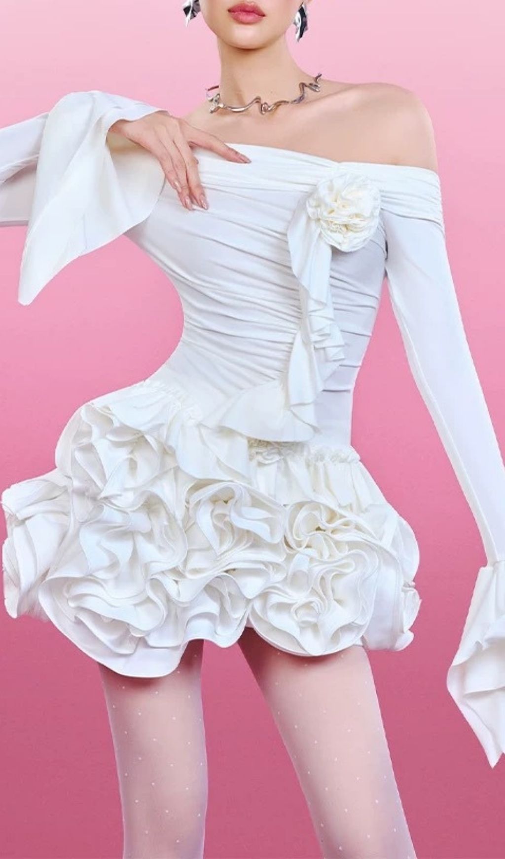 cf89a9d0cd1f5822bb6360624858ff38.jpg Fashionslee Women Daniyah Off Shoulder Flower Skirt Set