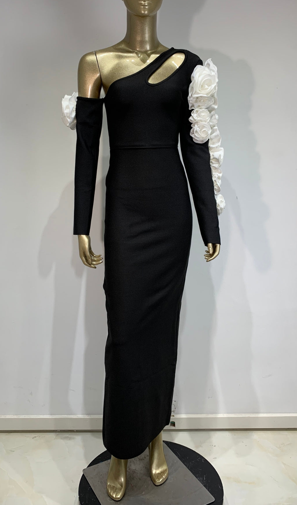 Fashionslee Women Bach Black Flower Long Sleeve Maxi Dress
