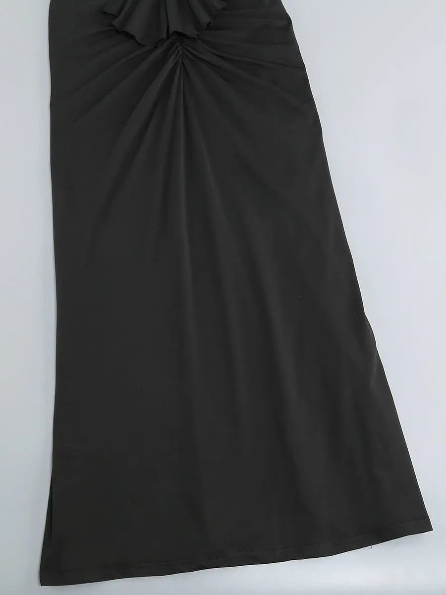 Fashionslee Women Bandeau Drape Maxi Dress In Black