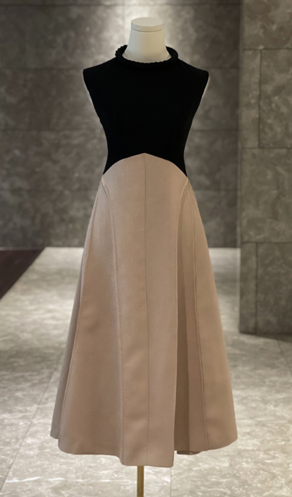 cfb03feeceee00636c7f1f18079ac5dc.jpg Fashionslee Women Baden Round Collar Patchwork Midi Dress